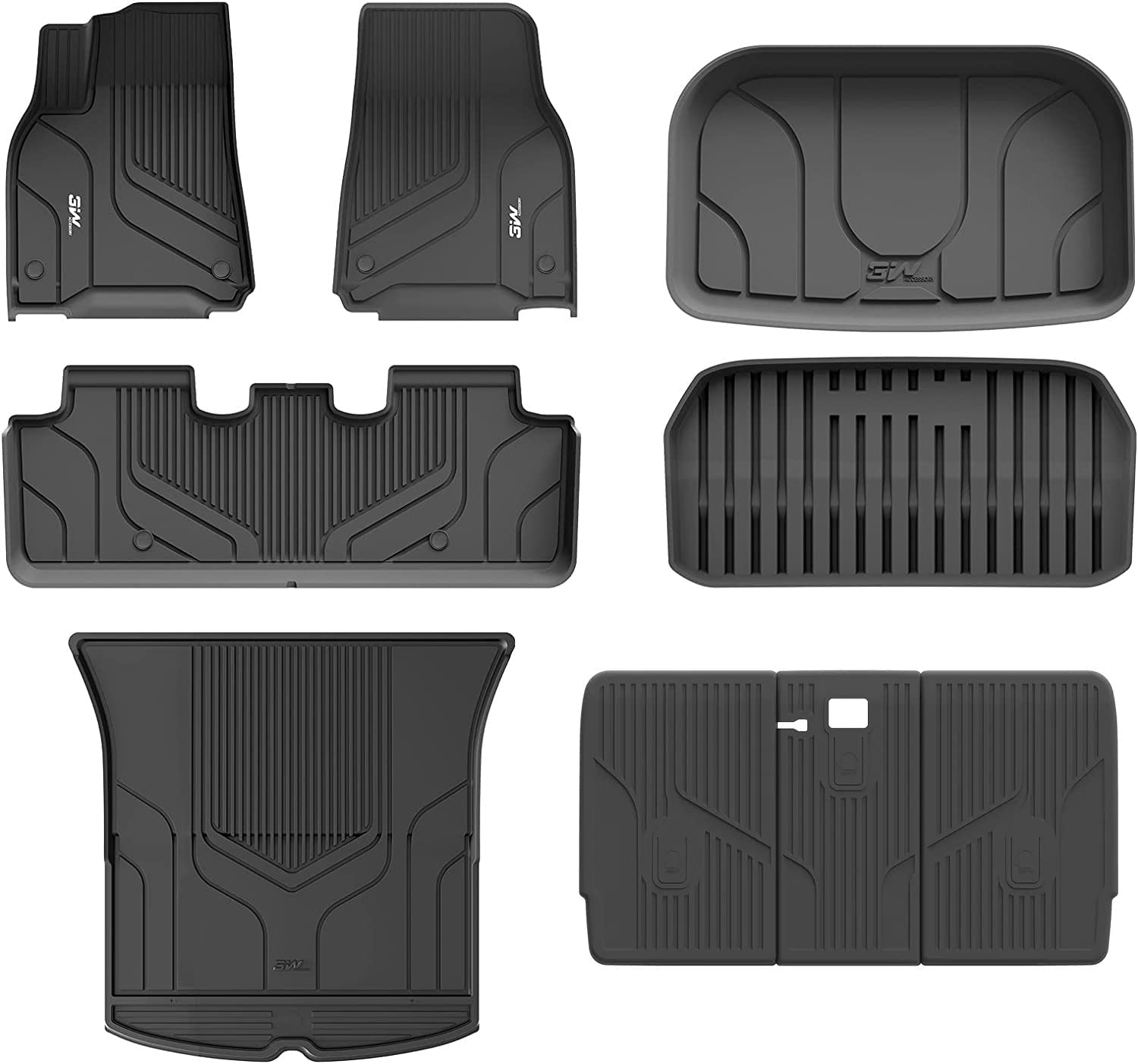 3W Tesla Model Y driver-side floor mat liner showing edge-to-edge protection