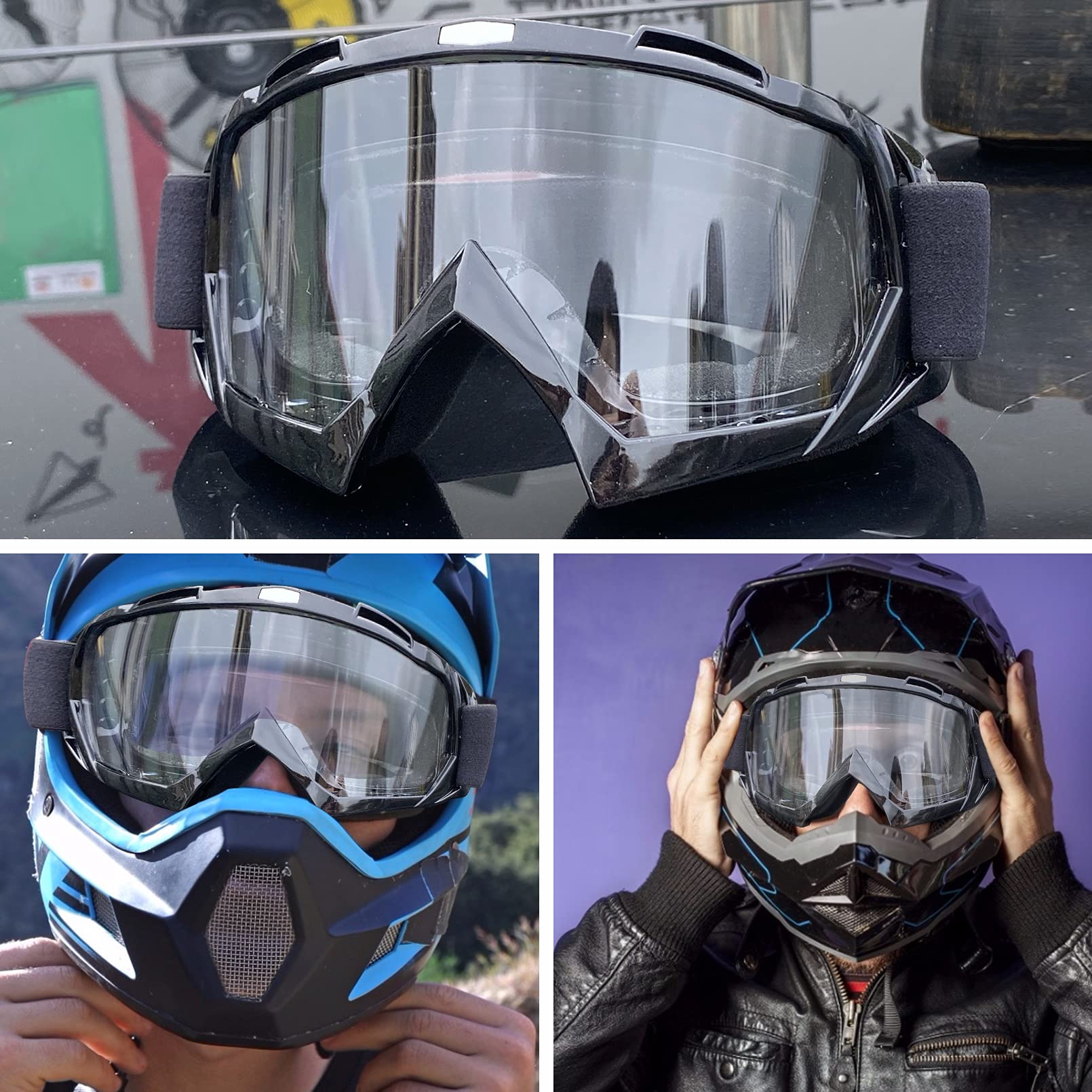 4-FQ goggles with anti-fog ventilation for clear vision during motion.