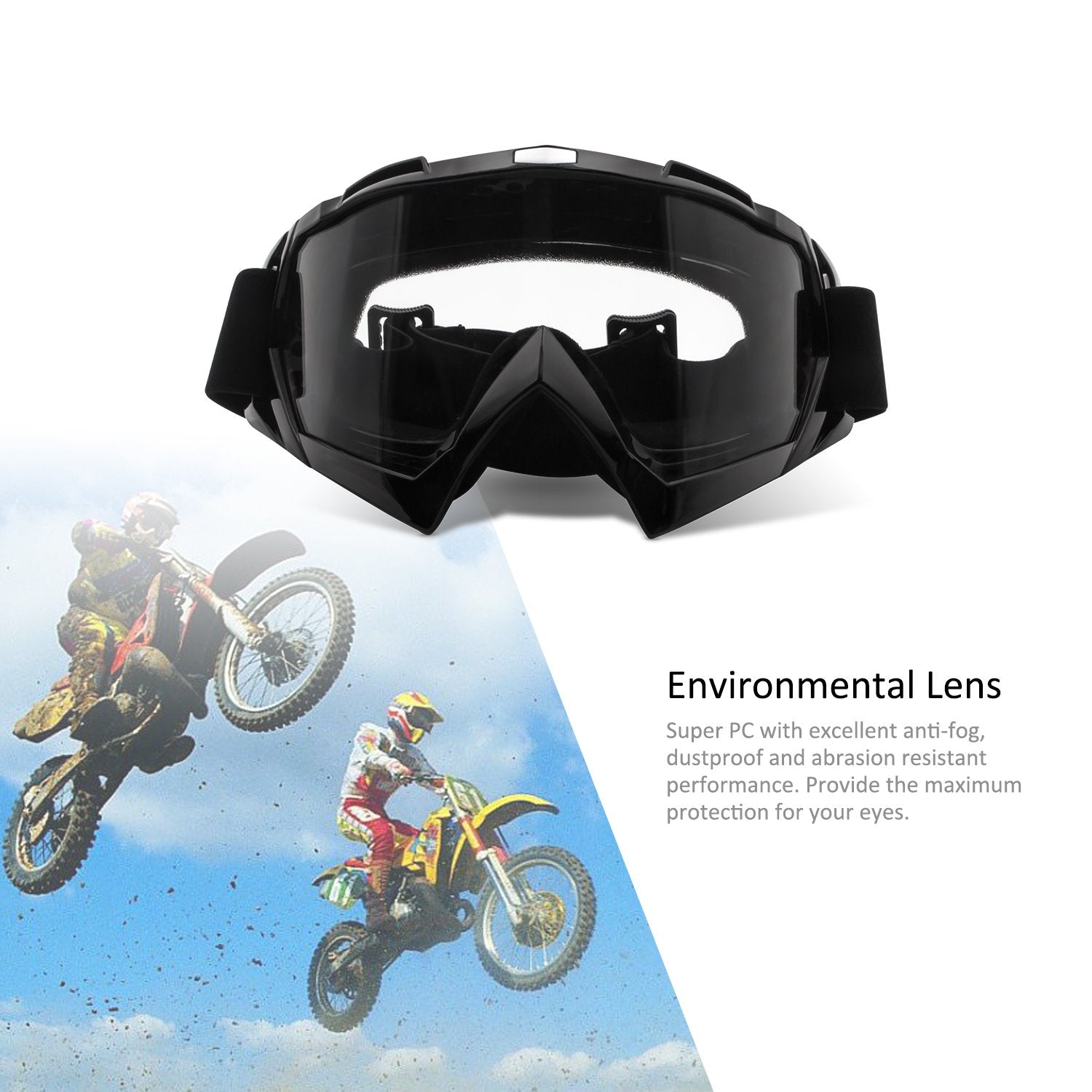4-FQ goggles feature a colorful frame and clear lens for versatile use.