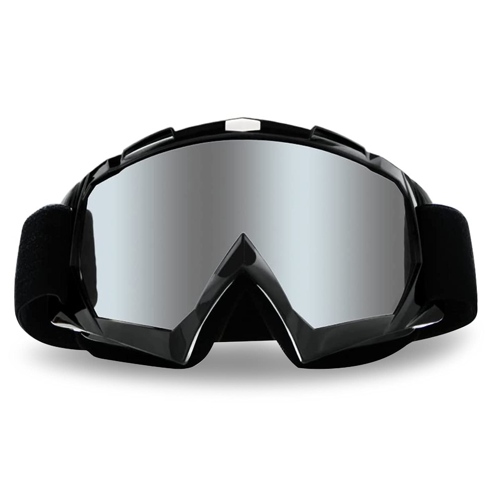 4-FQ motorcycle goggles with silver lens offering anti-fog clarity for riders