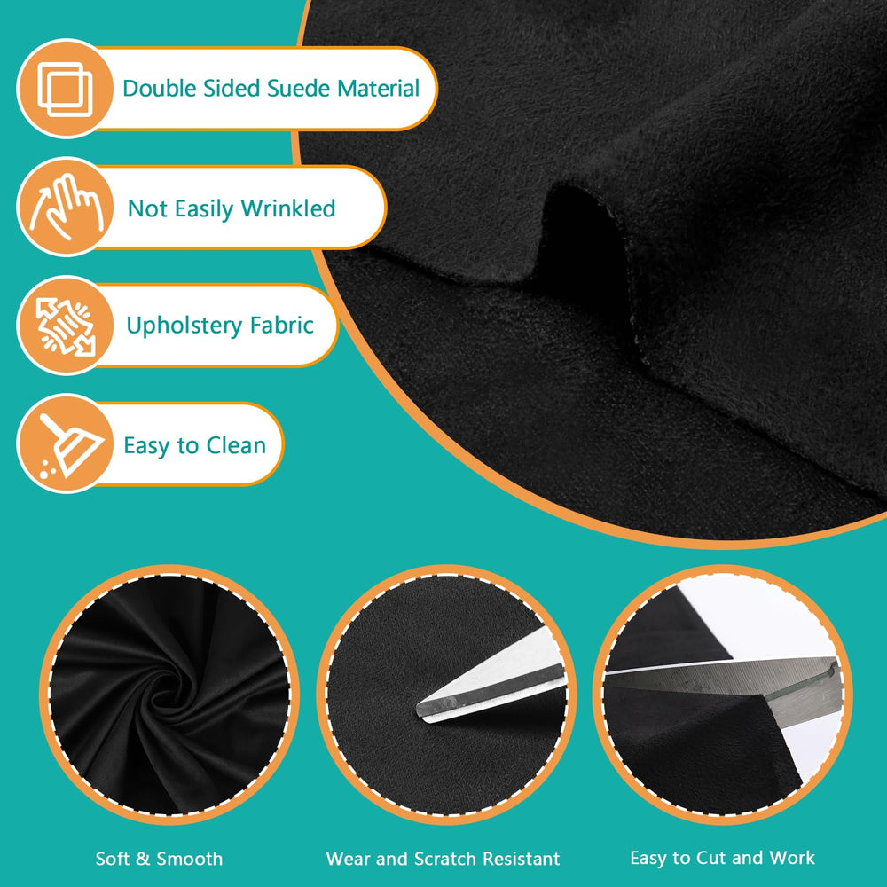 4Bang black suede headliner fabric, 96x65 inch sheet, ideal for roofs.