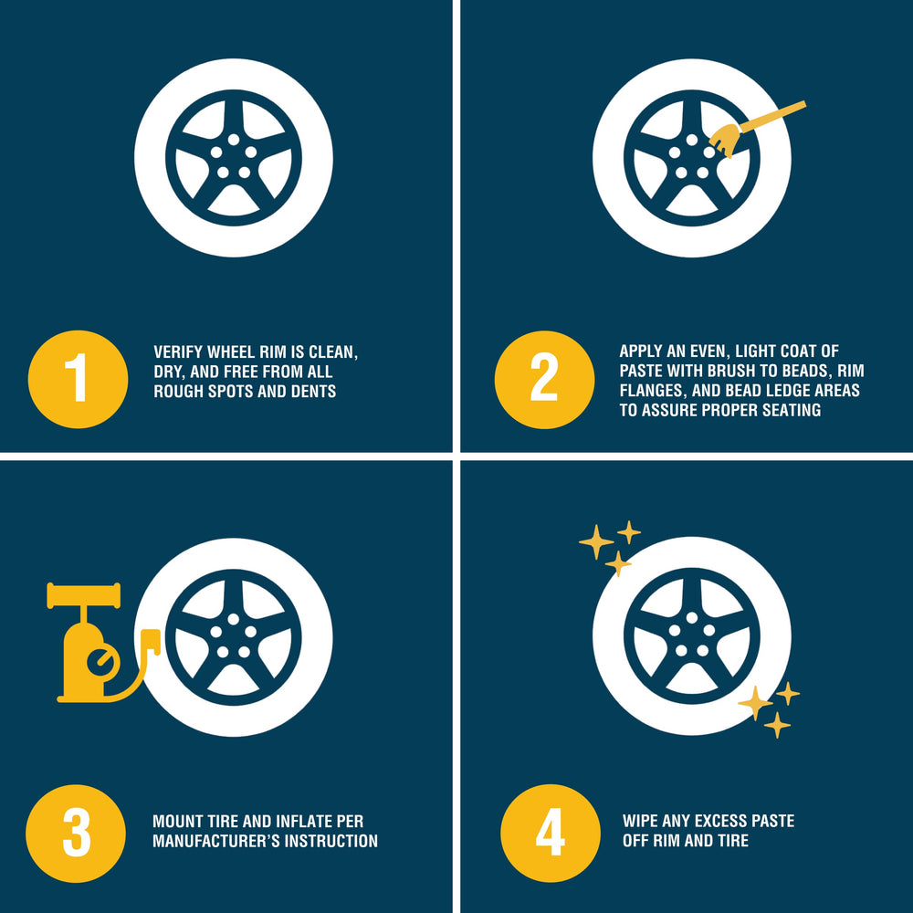 4LIFETIMELINES application bucket with built-in applicator speeds tire mounting prep.