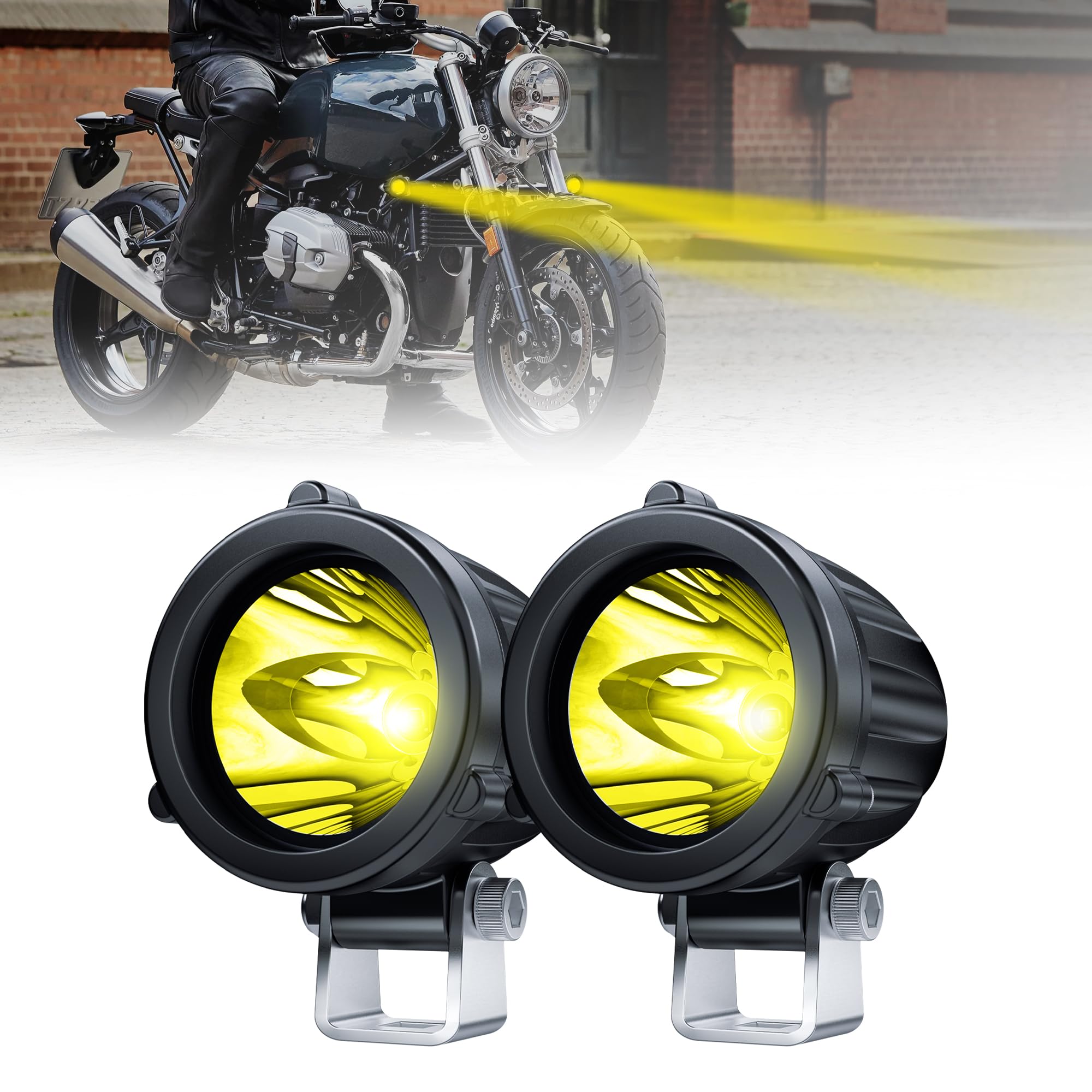 4WDKING 2in LED round light amber beam enhances night visibility