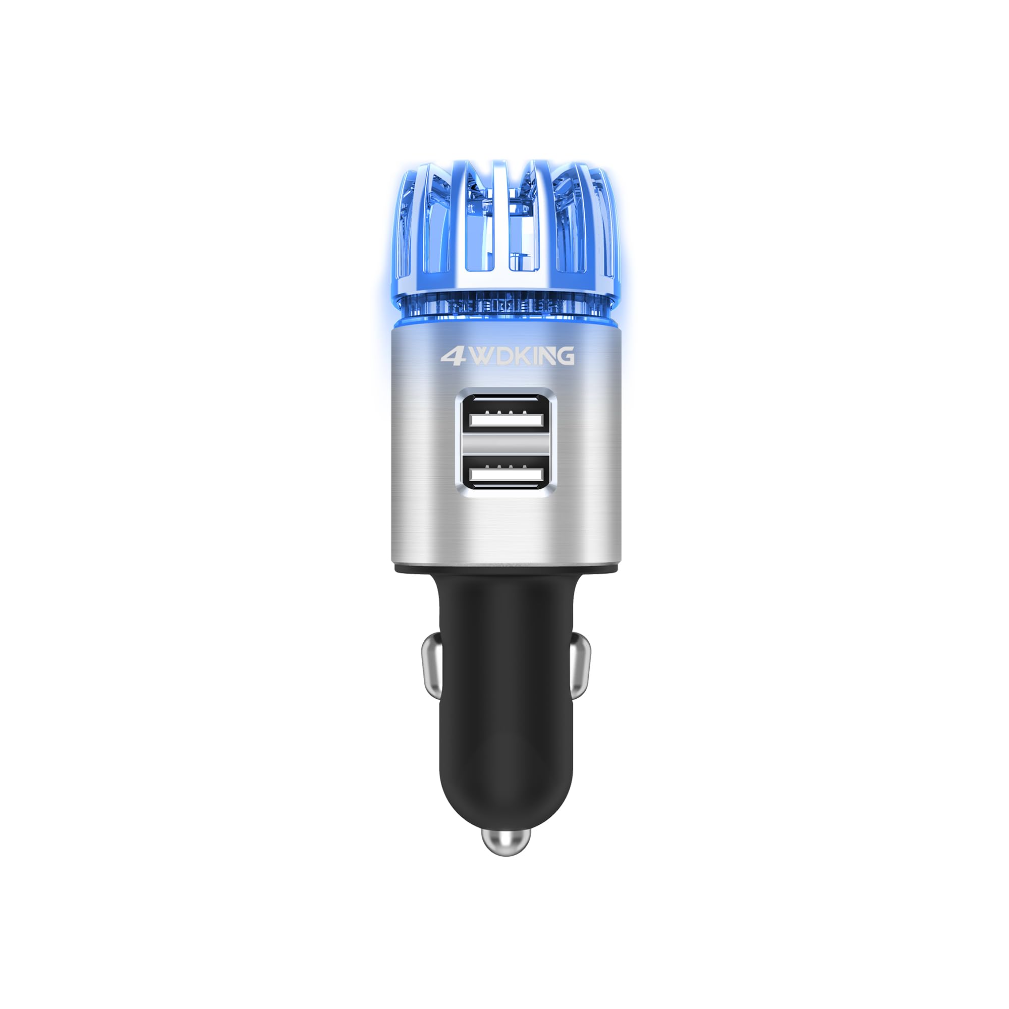 4WDKING car air purifier ionic silver with dual USB charger for cleaner in-cabin air