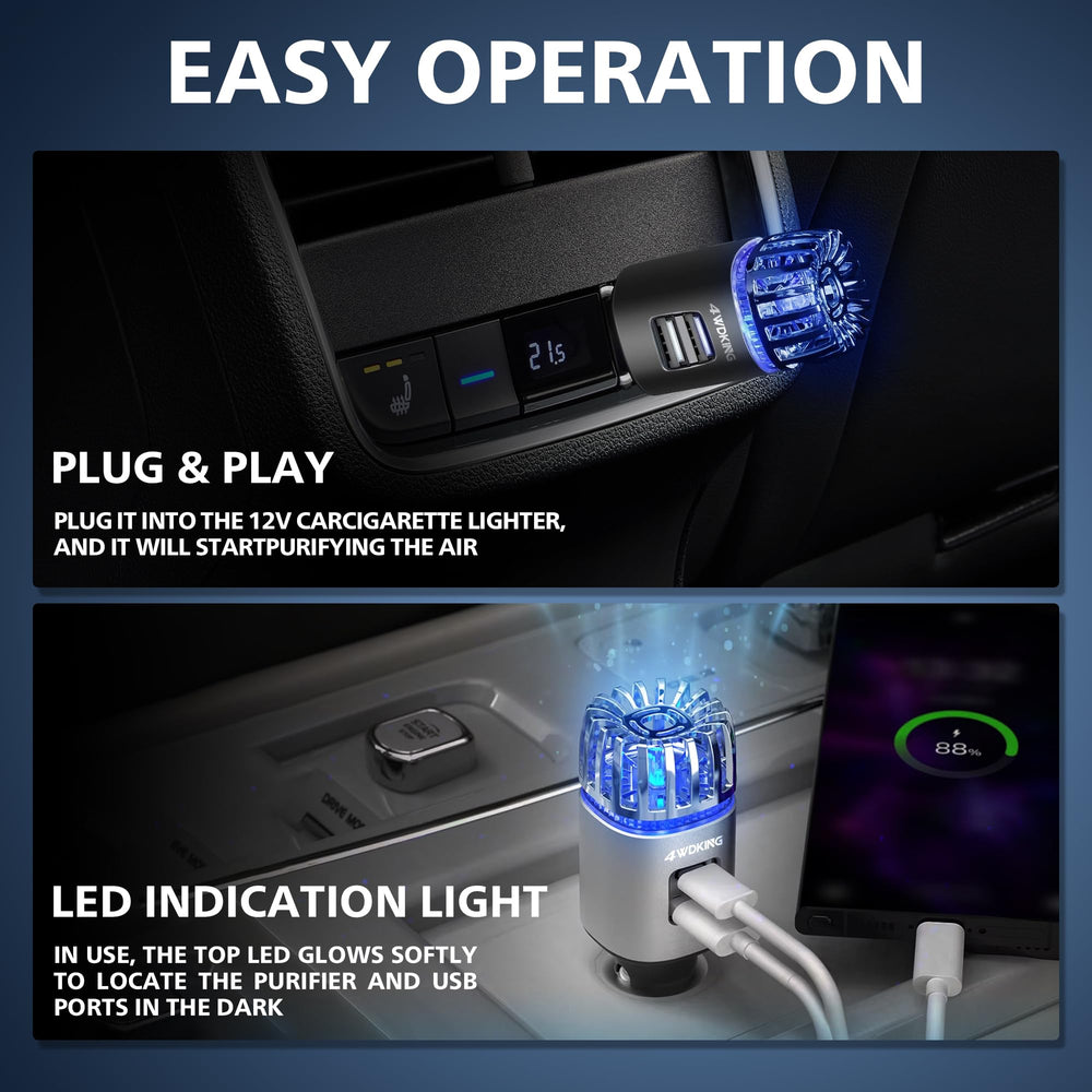 4WDKING ozone-usage purifier emitting a fresh scent in the car