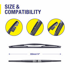 5 PLUS 14-inch rear wiper blade cleans Honda CR-V rear window reliably
