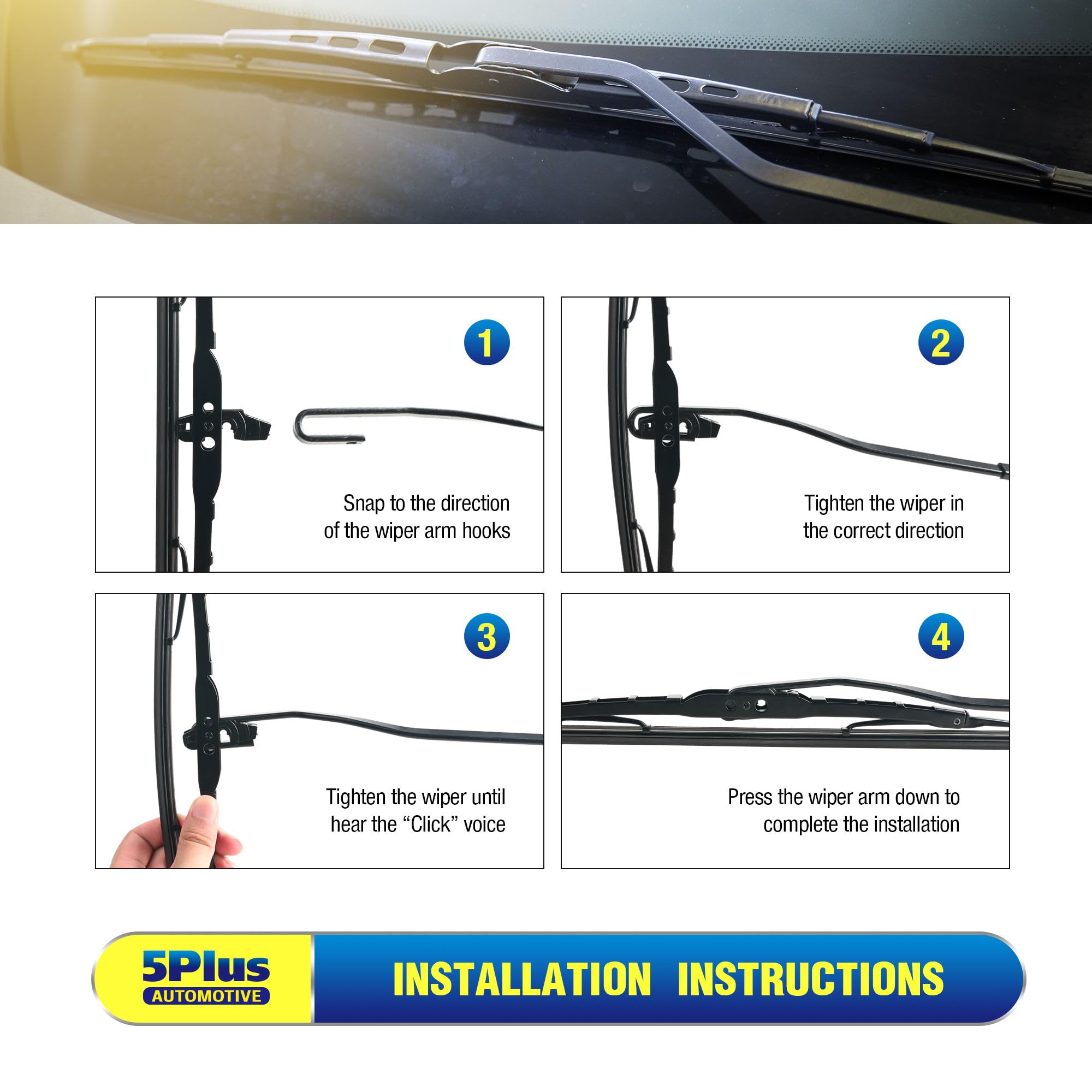 5 PLUS 22-inch wiper blades compatible with Ford F-Series OEM replacement