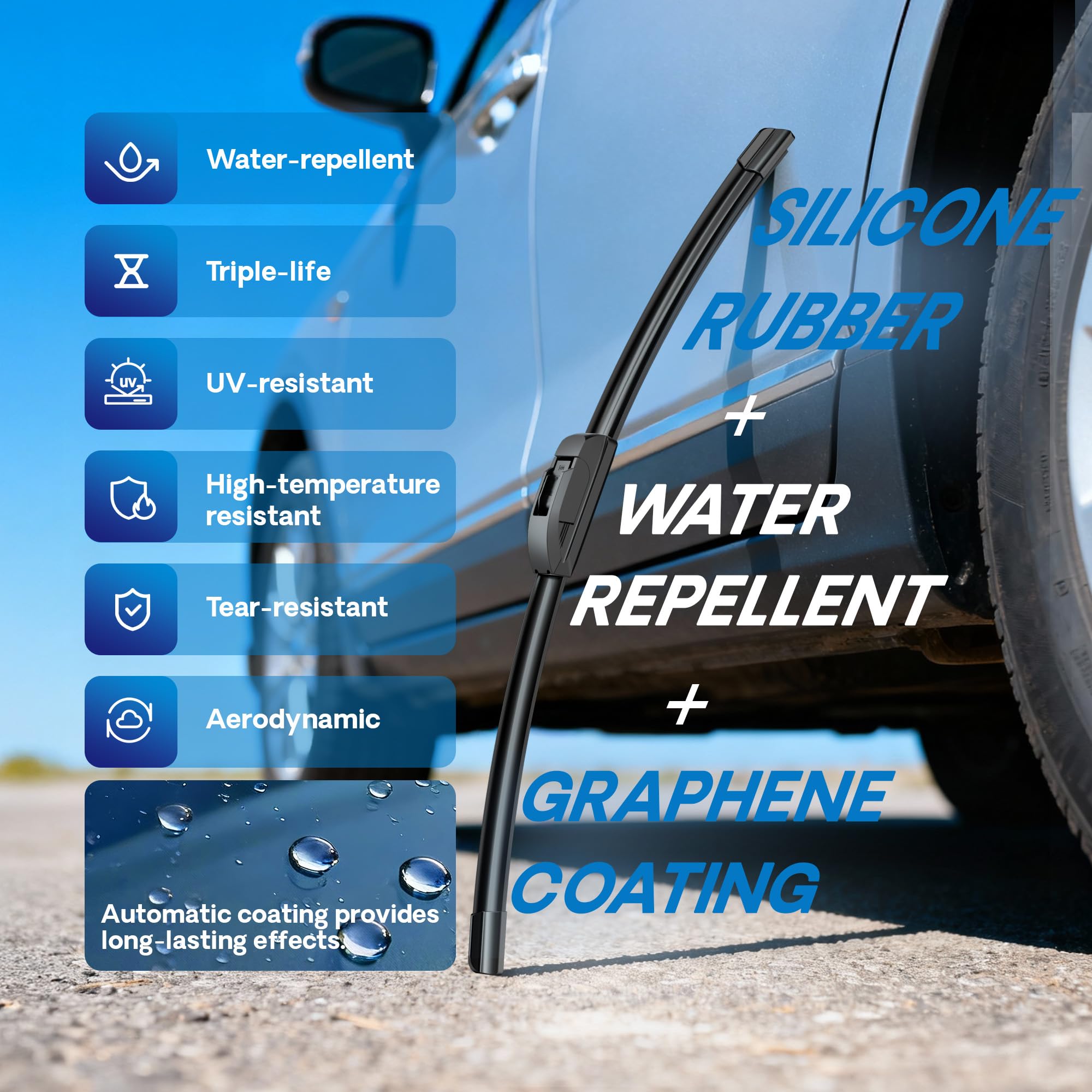 5 PLUS easy-install wiper blades install in about one minute.