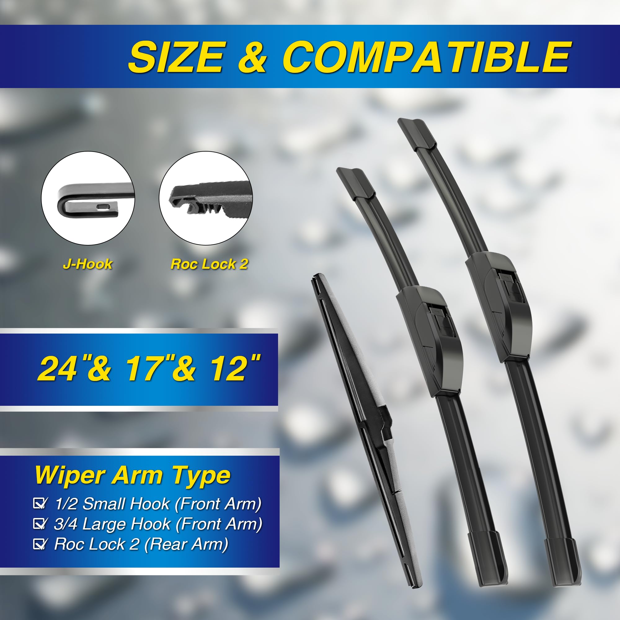5 PLUS Rav4 17-inch blade close-up showing silicone edge for rain shedding