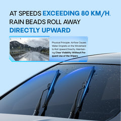Closeup of 5 PLUS silicone wiper coating bead beading on glass
