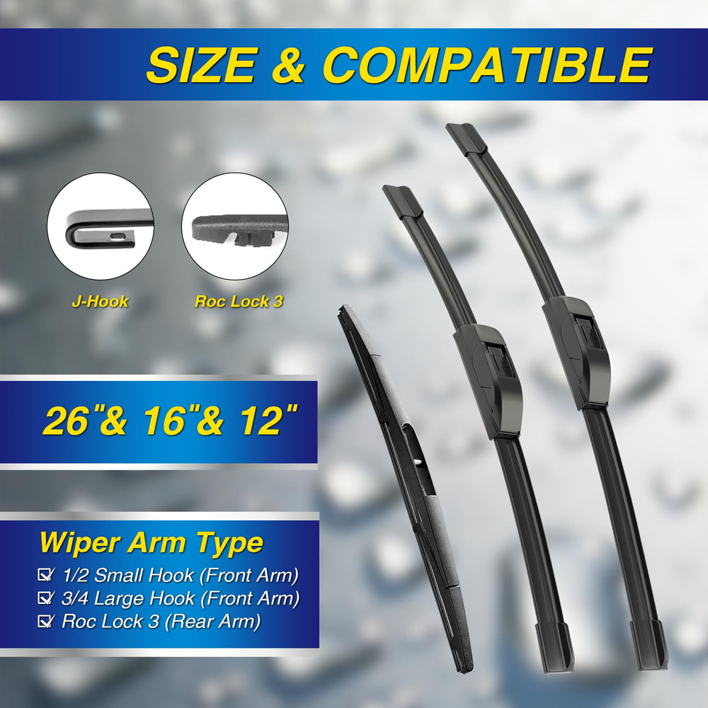 5 PLUS silicone wiper 16-inch front view designed for front window coverage