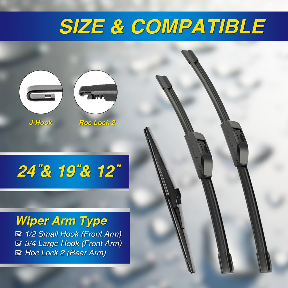 5 PLUS silicone wiper 19-inch front passenger blade for Dodge Journey enhances windscreen clarity