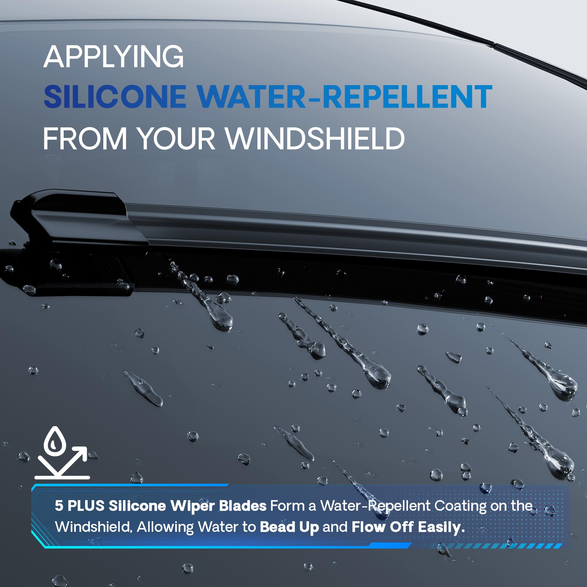 5 PLUS silicone wiper 19-inch blade for precise, quiet wipe.