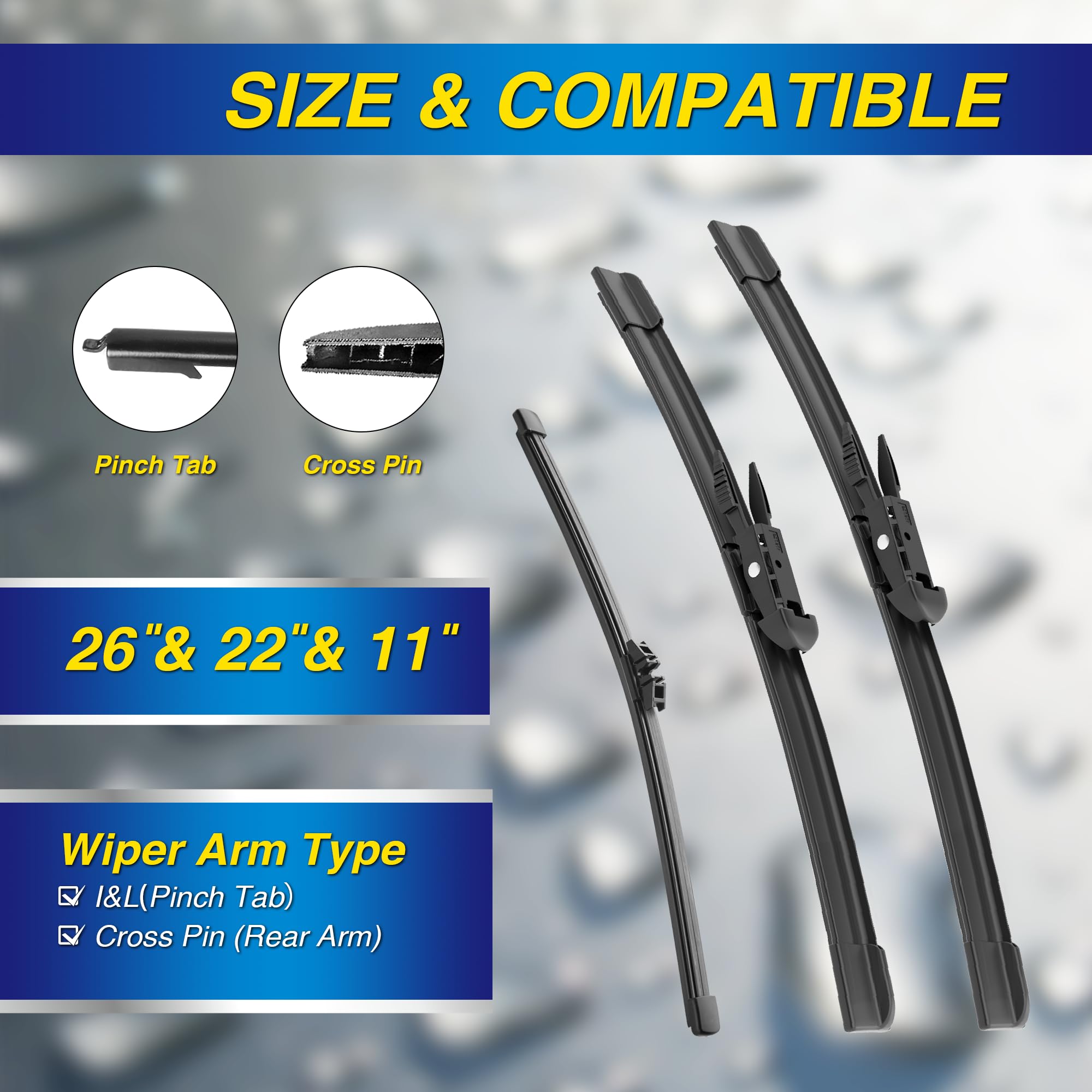 5 PLUS silicone wiper 22-inch passenger blade improves night rain visibility