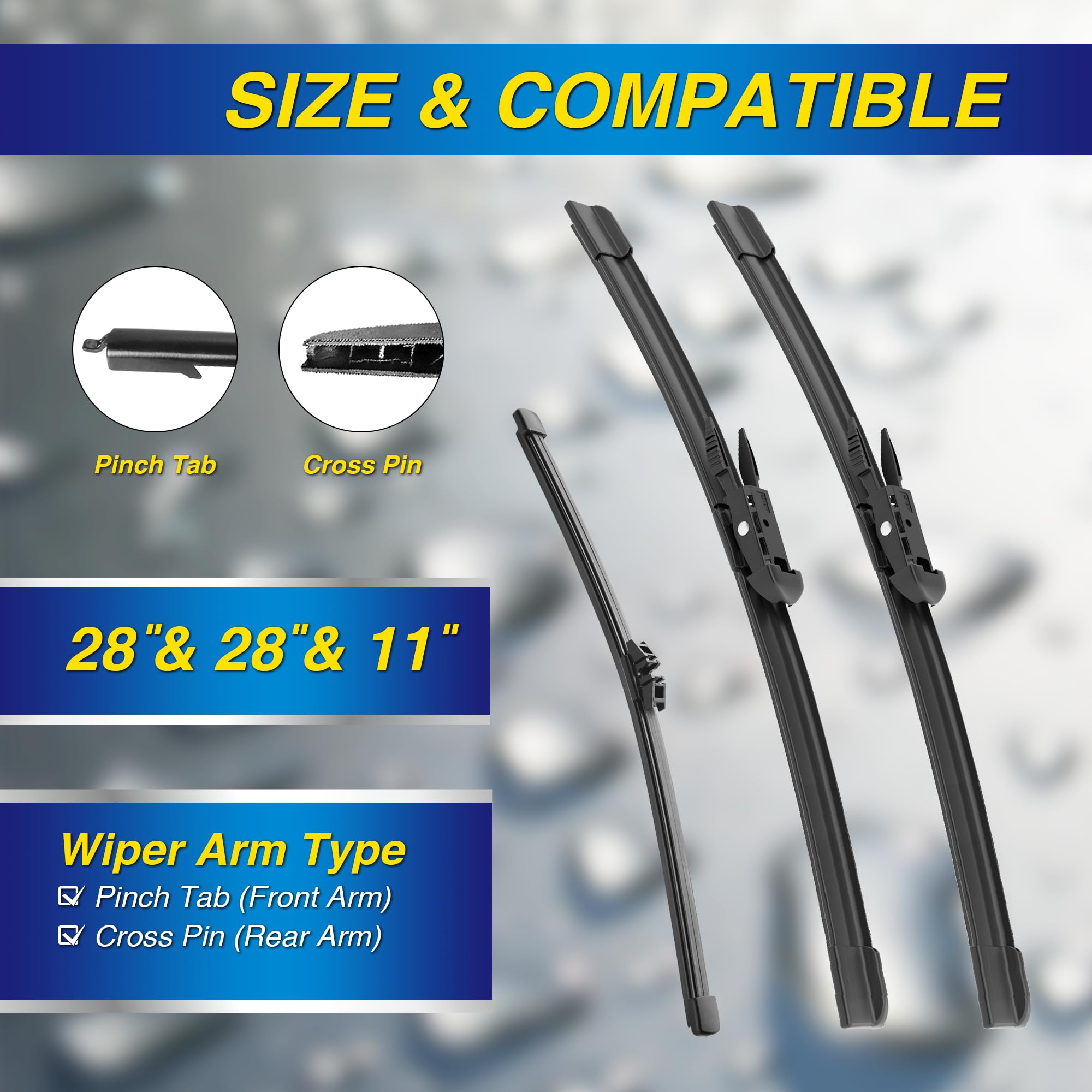 5 PLUS silicone wiper 28 passenger, easy fit and clean sweep.