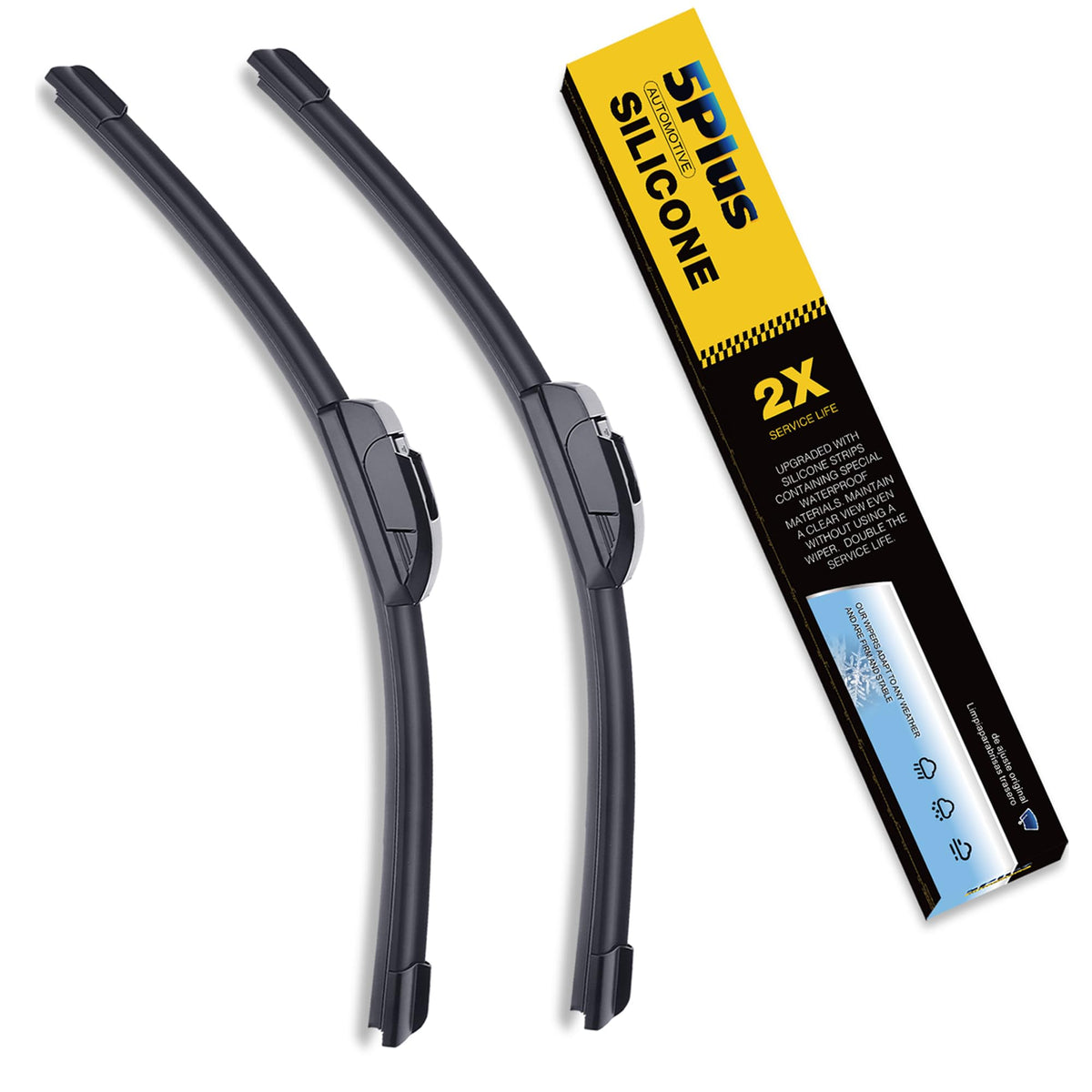 5 PLUS Silicone Wiper Bades blade assembly for seamless windshields