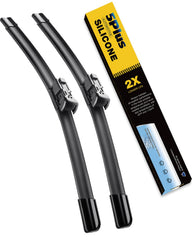 5 PLUS silicone windshield wiper blade 22 inch two-pack ready for quick replacement.