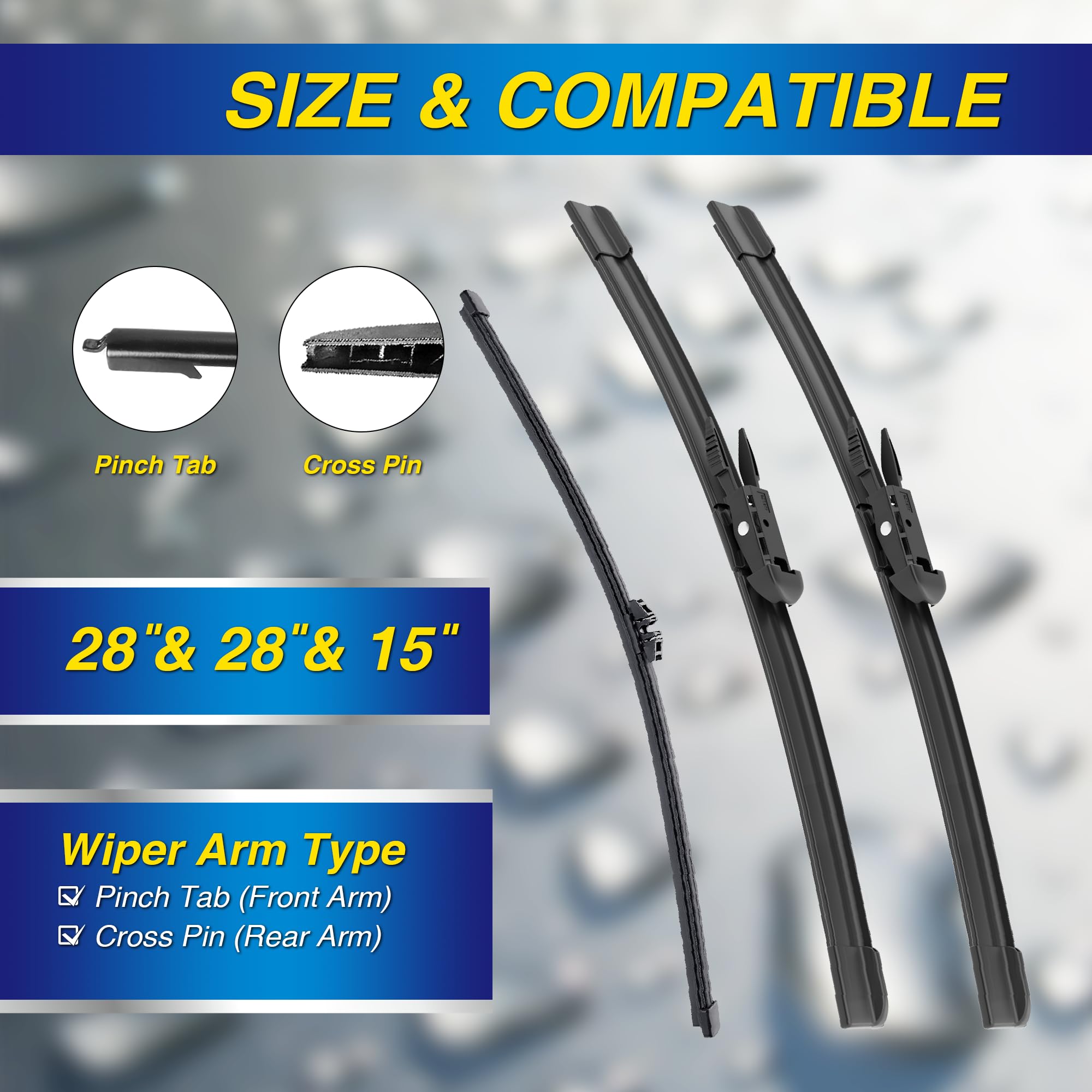 5 PLUS silicone wipers Ford Edge front passenger 28-inch rain shedding