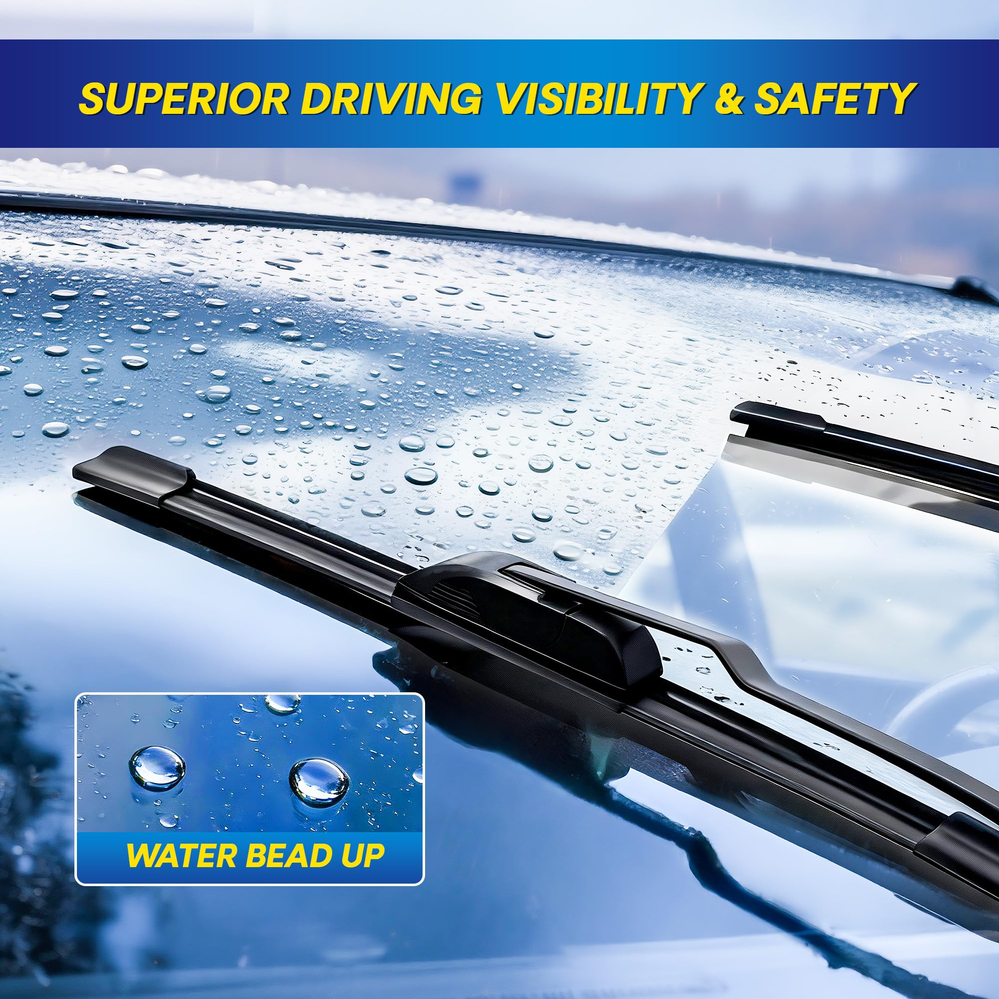 5 PLUS wiper blade demonstrates waterproof coating on glass surface.