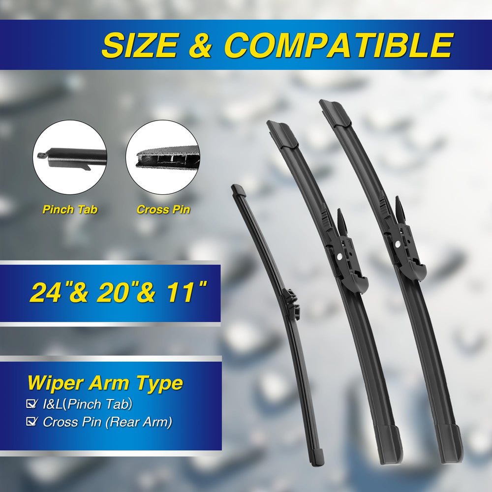 5 PLUS silicone wiper front 20 inch for Ford Escape improves all-weather view