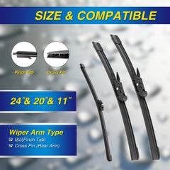 5 PLUS silicone wiper front 20 inch for Ford Escape improves all-weather view