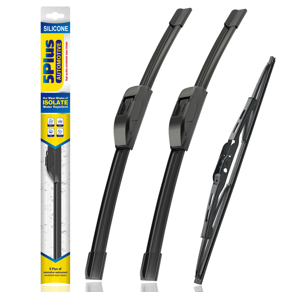 5 PLUS silicone wiper front 22-inch driver view showing rain beading for clear visibility