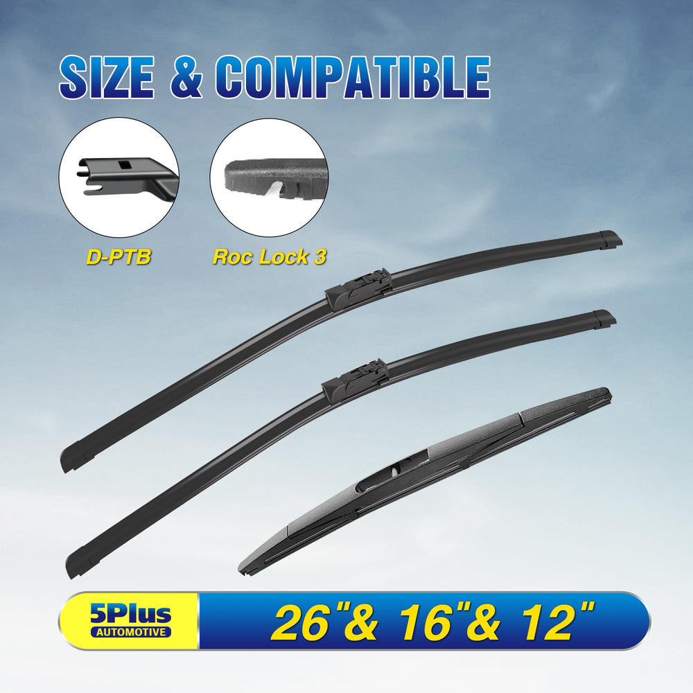 5 PLUS Subaru CrossTrek 16-inch front wiper blade for mid-window sweep
