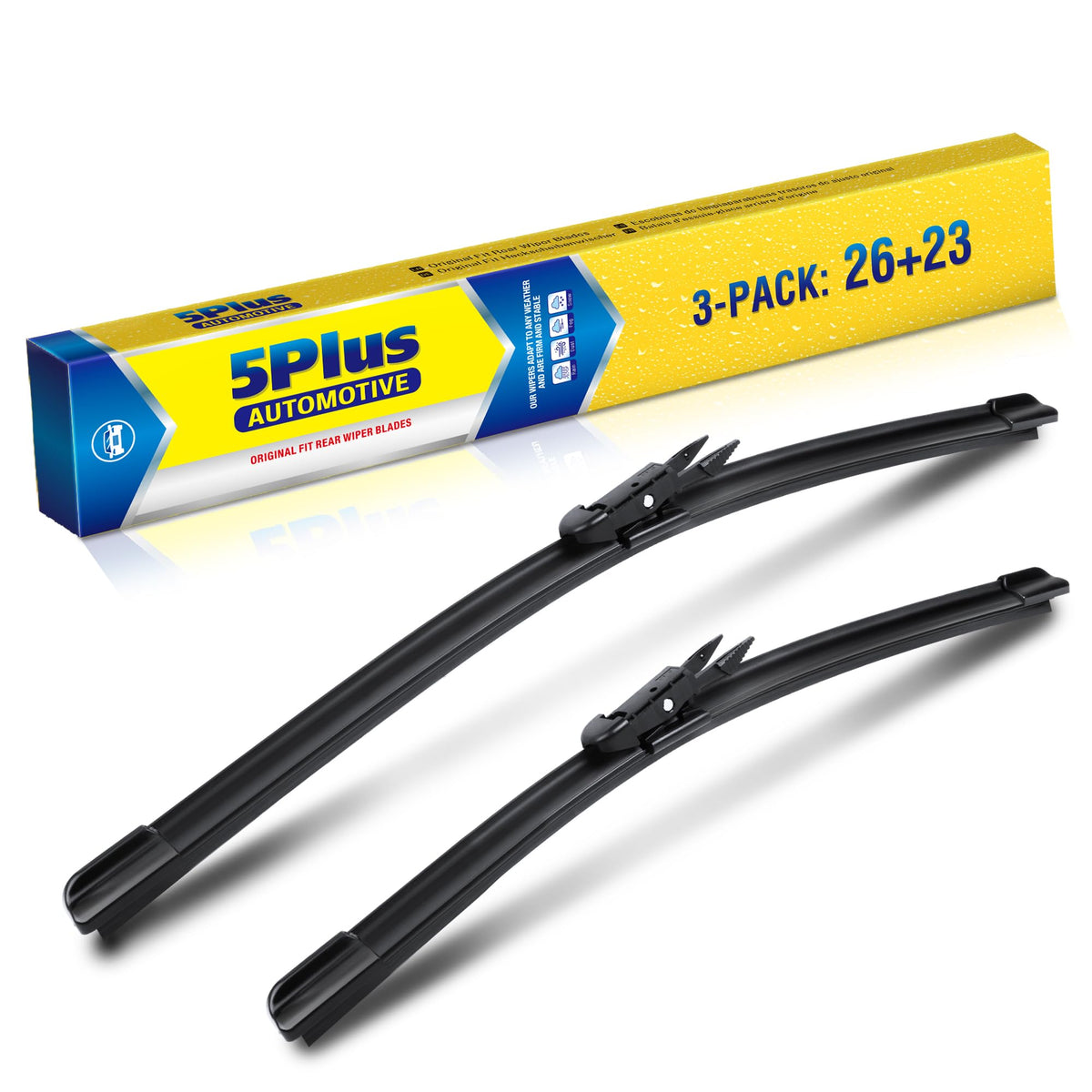5 PLUS Tundra wiper blades front view showing OEM-fit design for clear visibility