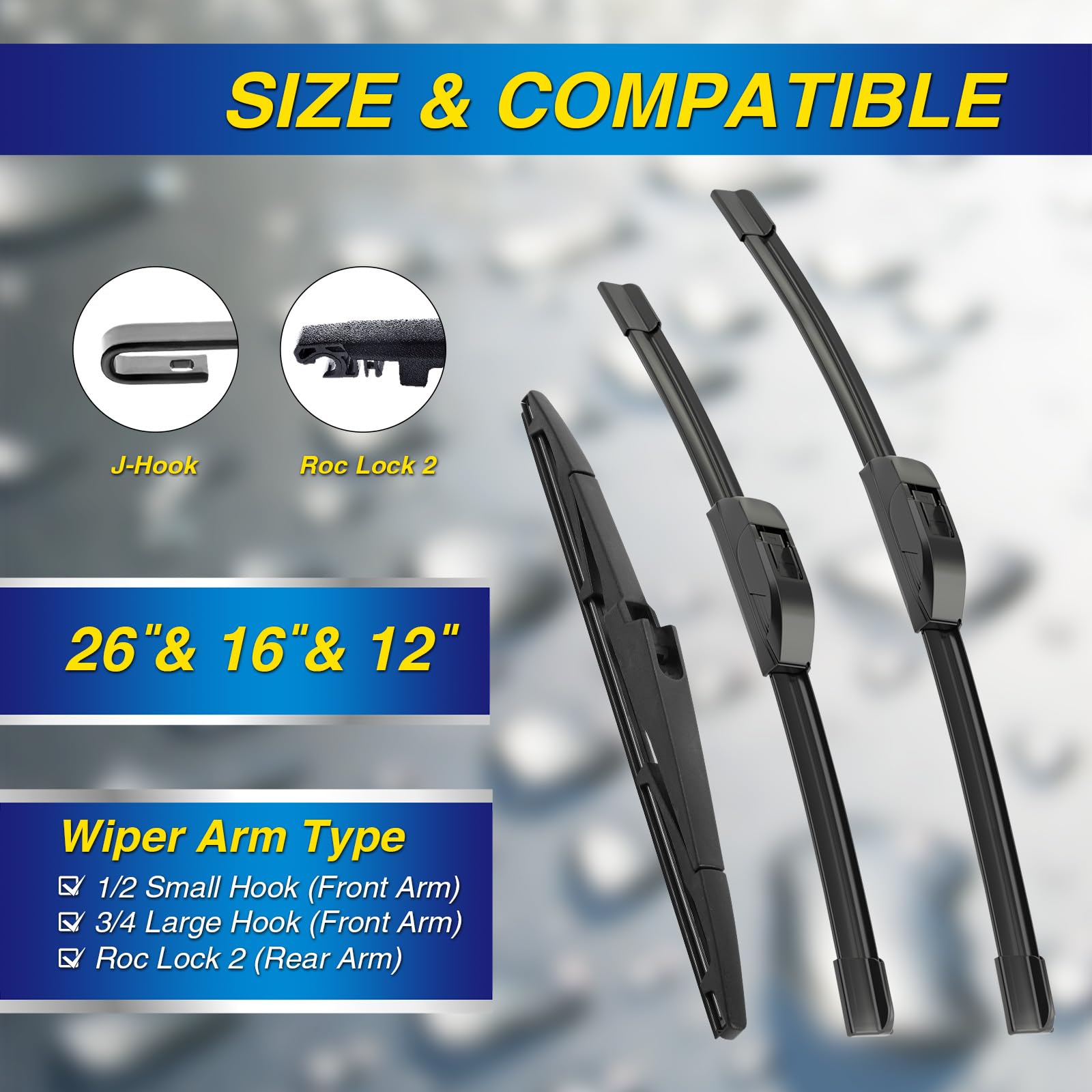 5 PLUS 16-inch front passenger wiper blade for reliable wipe in rain.