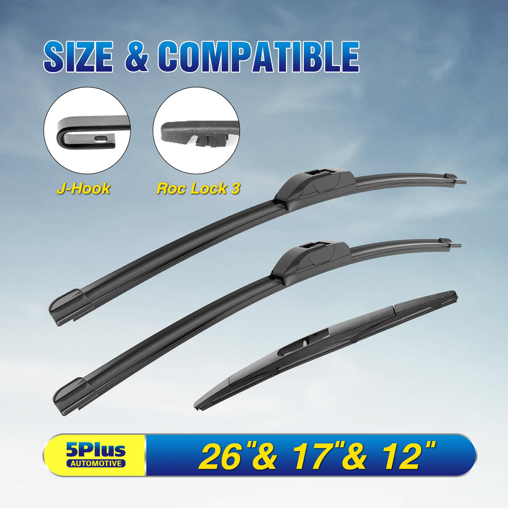 5 PLUS windshield wipers 17-inch front blade for versatile all-season visibility.