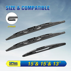 5 PLUS Jeep Wrangler front 15-inch wiper blades with reliable performance