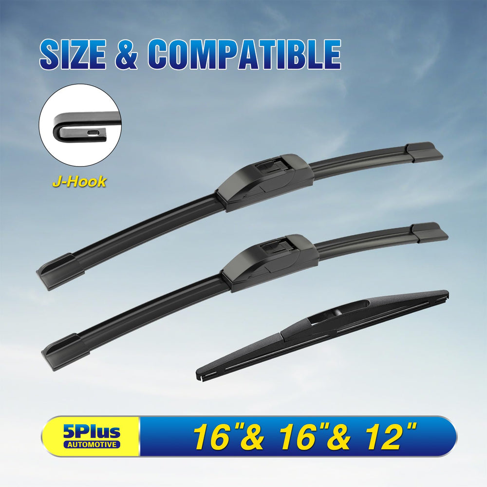 5 PLUS Jeep Wrangler JL front right 16-inch wiper for streak-free wipe.