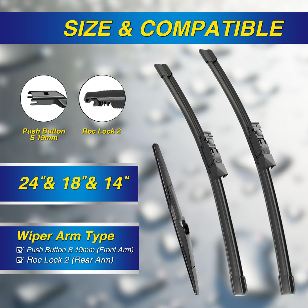 5 PLUS wiper blades 18in passenger side for smooth, streak-free wipe.