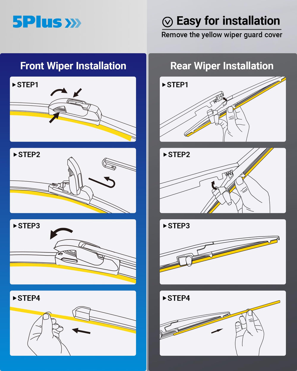 5 PLUS wiper-pack3 opens to quick installation and reliable all-season performance.