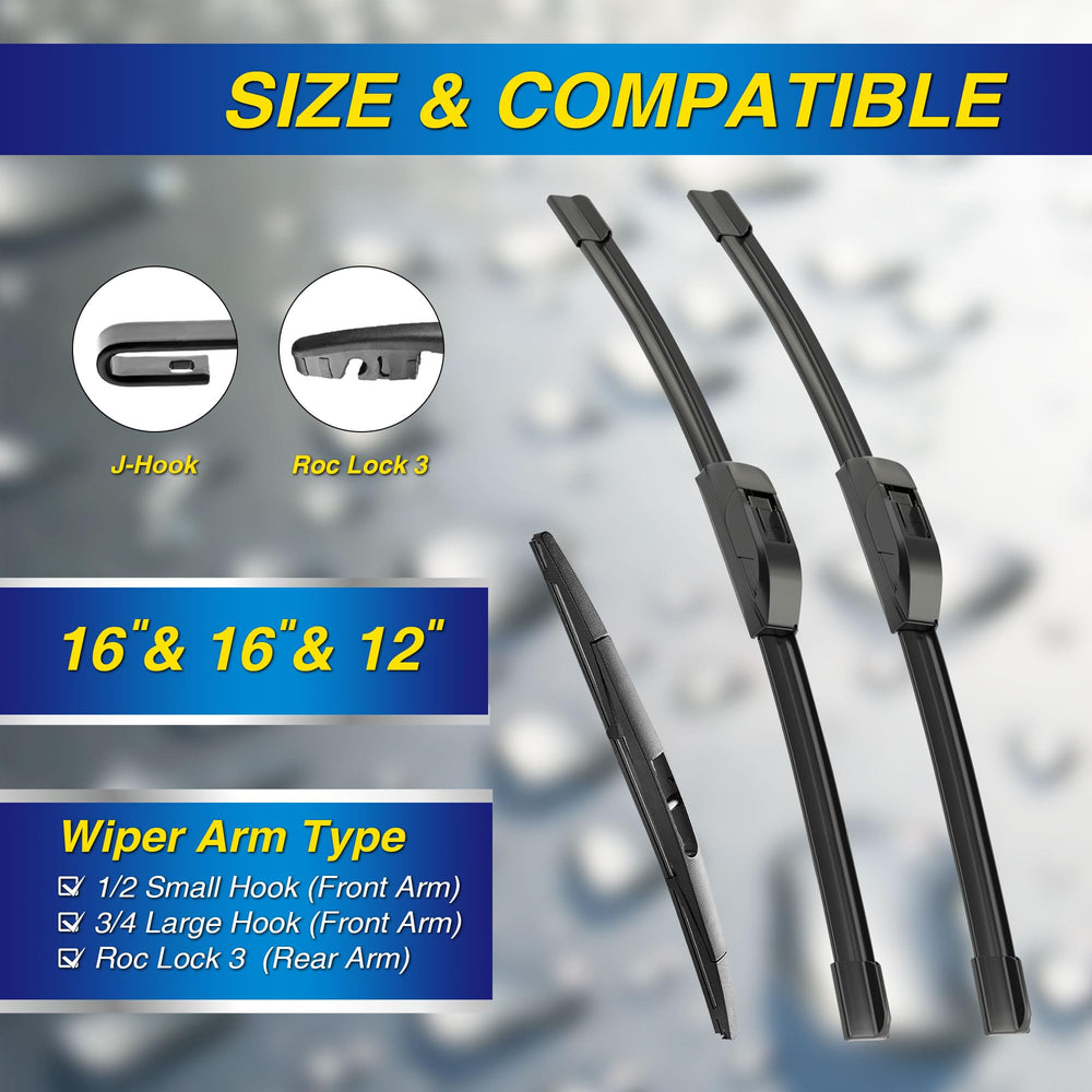 5 PLUS Jeep Wrangler front-right 16-inch wiper blade clears rain efficiently.