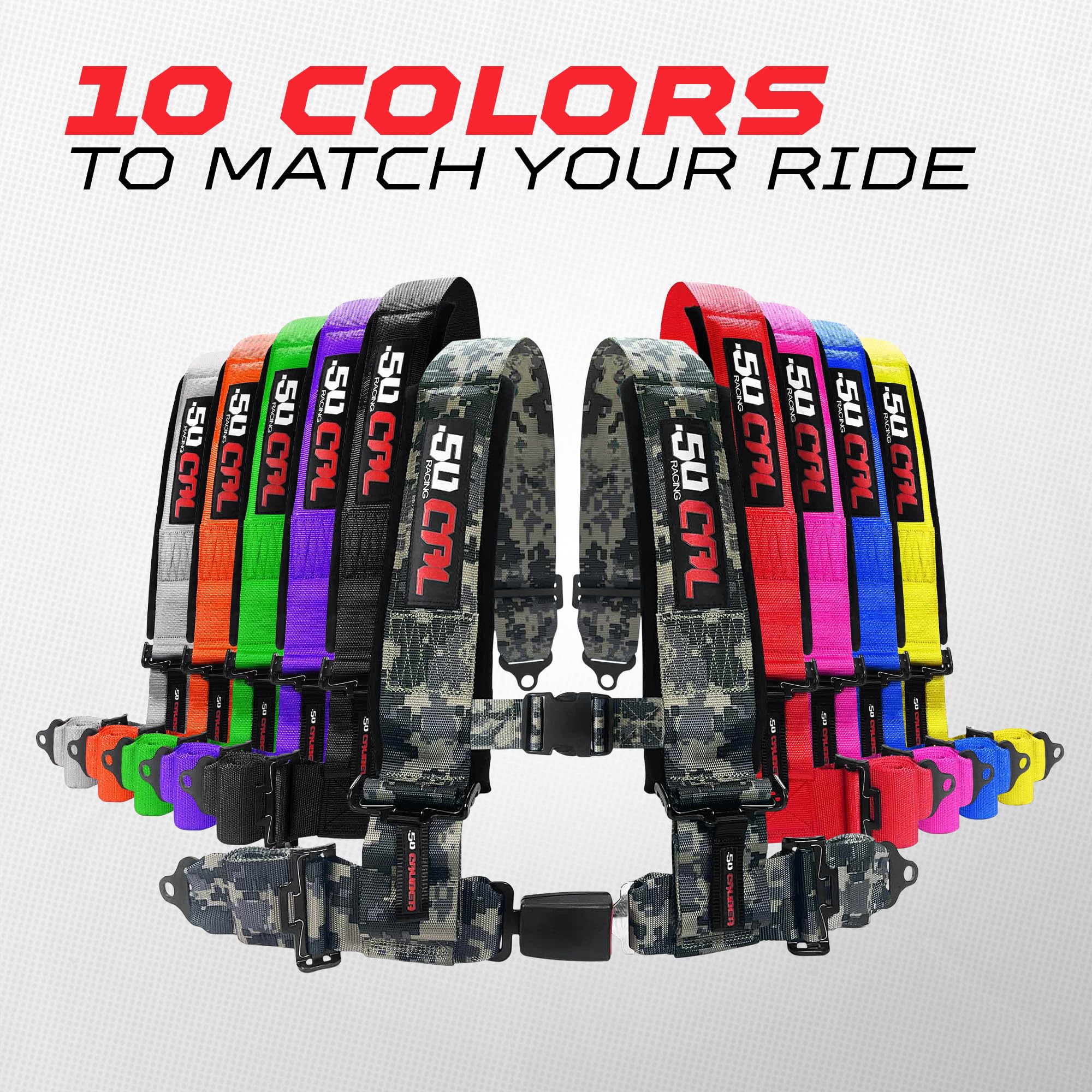 50 Caliber Racing 4-point harness mounted in UTV during ride