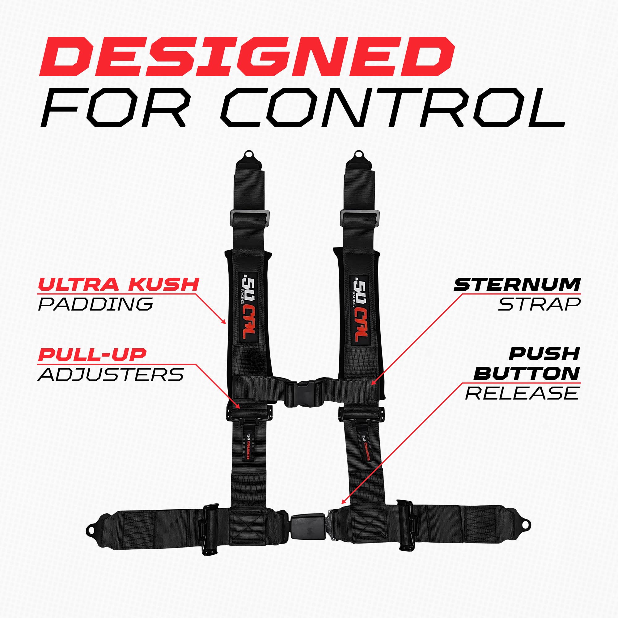 50 Caliber Racing sternum strap detail improving shoulder stability
