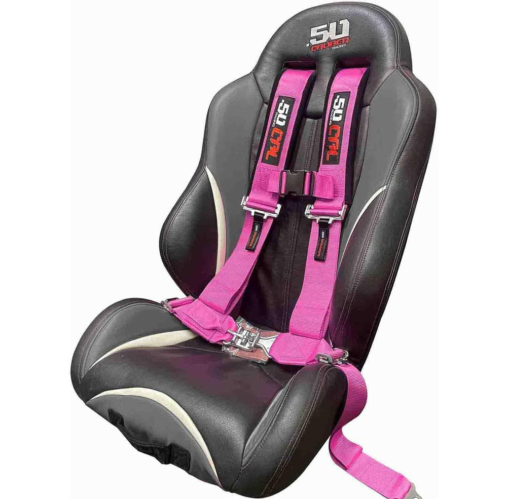 Fully adjustable straps on the 50 Caliber Racing harness fit all sizes