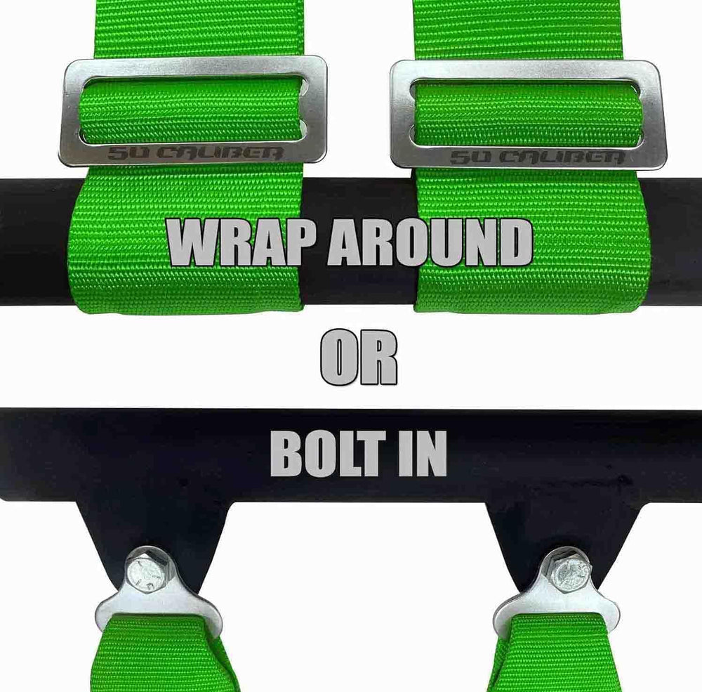 50 Caliber Racing Harness color options match any vehicle styling.