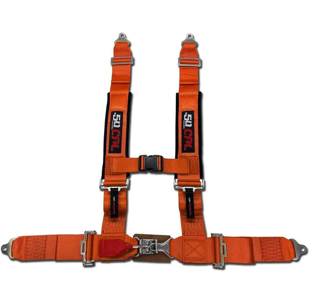 50 Caliber Racing sternum-strap detail adds chest support