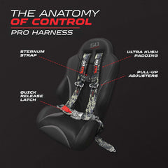 50 Caliber Racing padded shoulder straps enhancing comfort during long sessions