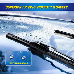 5PLUS silicone strip with waterproof coating repels rain for faster bead-off.