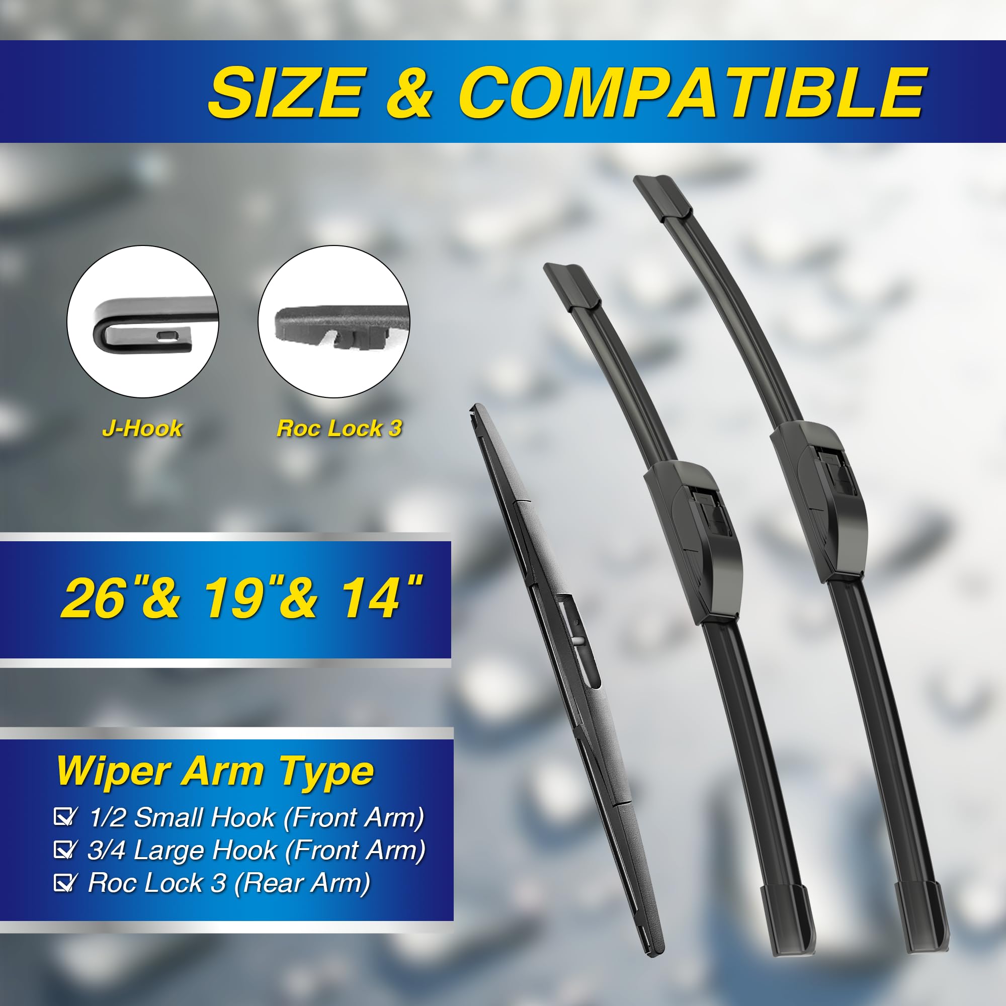 5 PLUS silicone wiper 19-front blade delivering smooth performance.