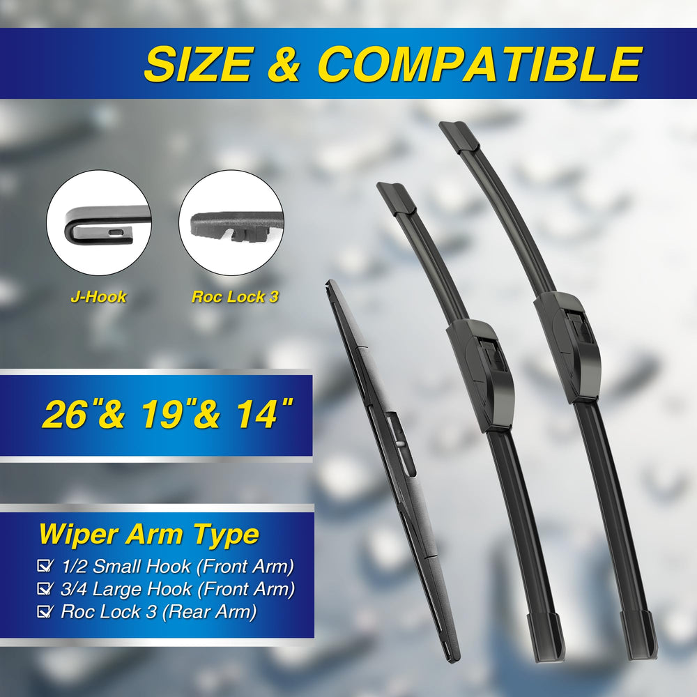 5 PLUS silicone wiper 19-front blade delivering smooth performance.