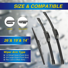 5 PLUS silicone wiper 19-front blade delivering smooth performance.