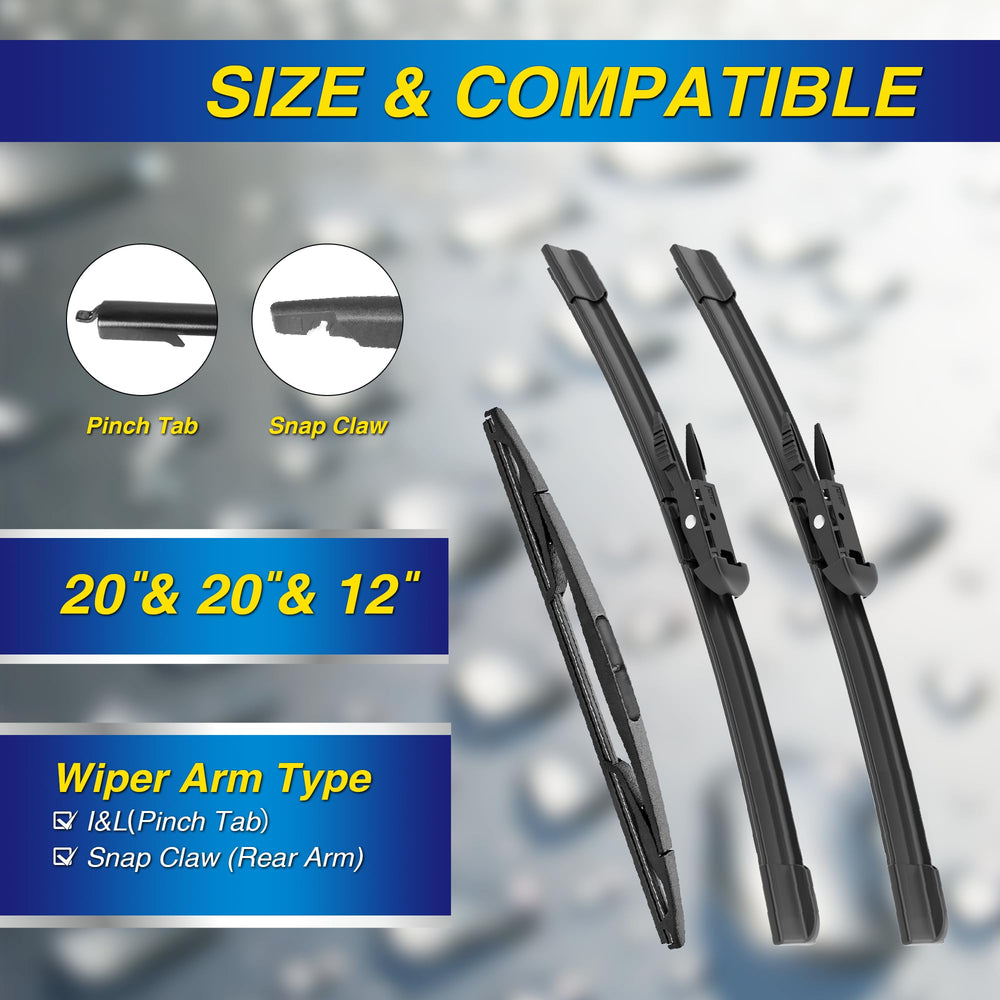 5 PLUS silicone wiper blade 20-inch passenger view, improves visibility in rain.
