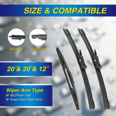 5 PLUS silicone wiper blade 20-inch passenger view, improves visibility in rain.