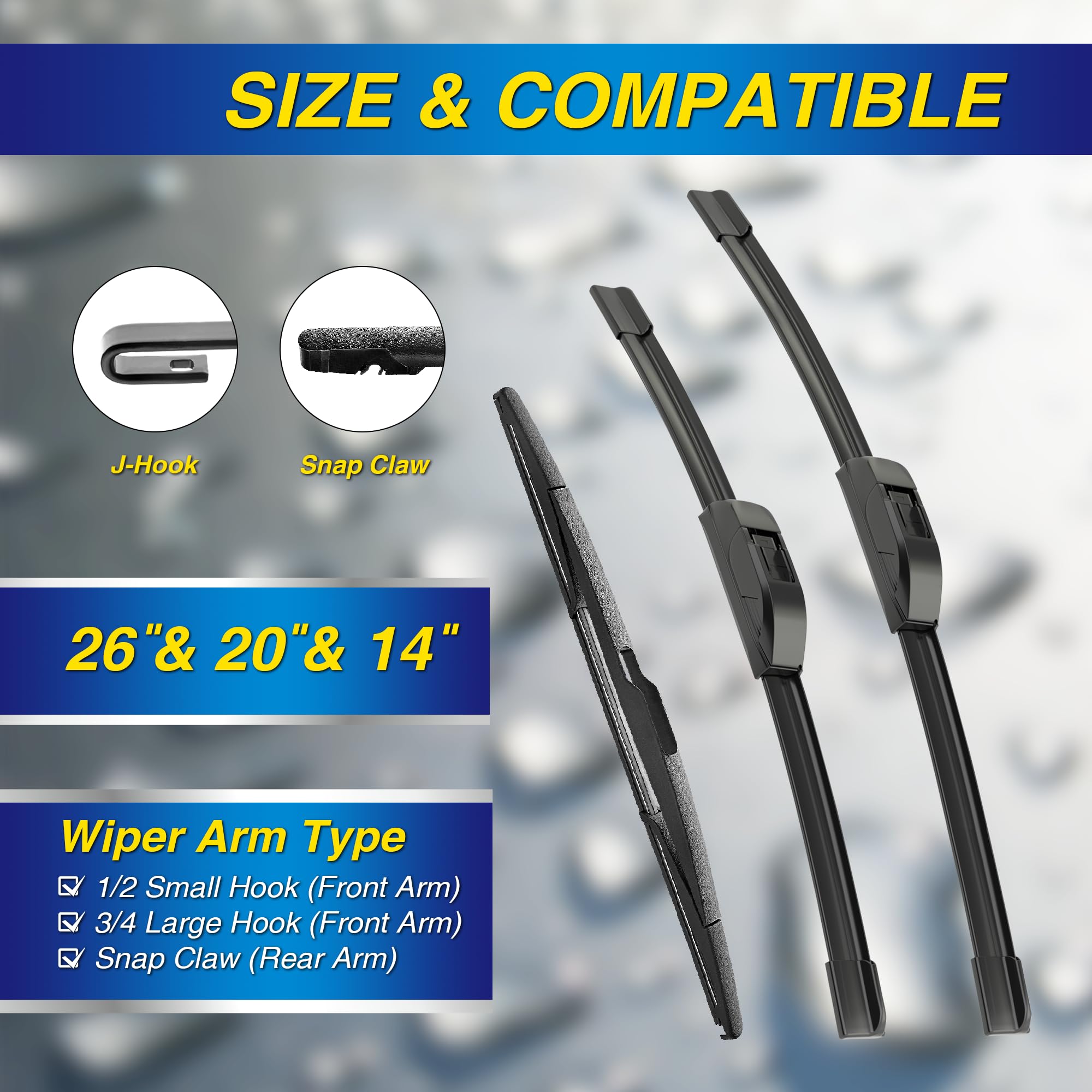 5PLUS silicone wiper blade 20-inch front view enhances visibility during rain