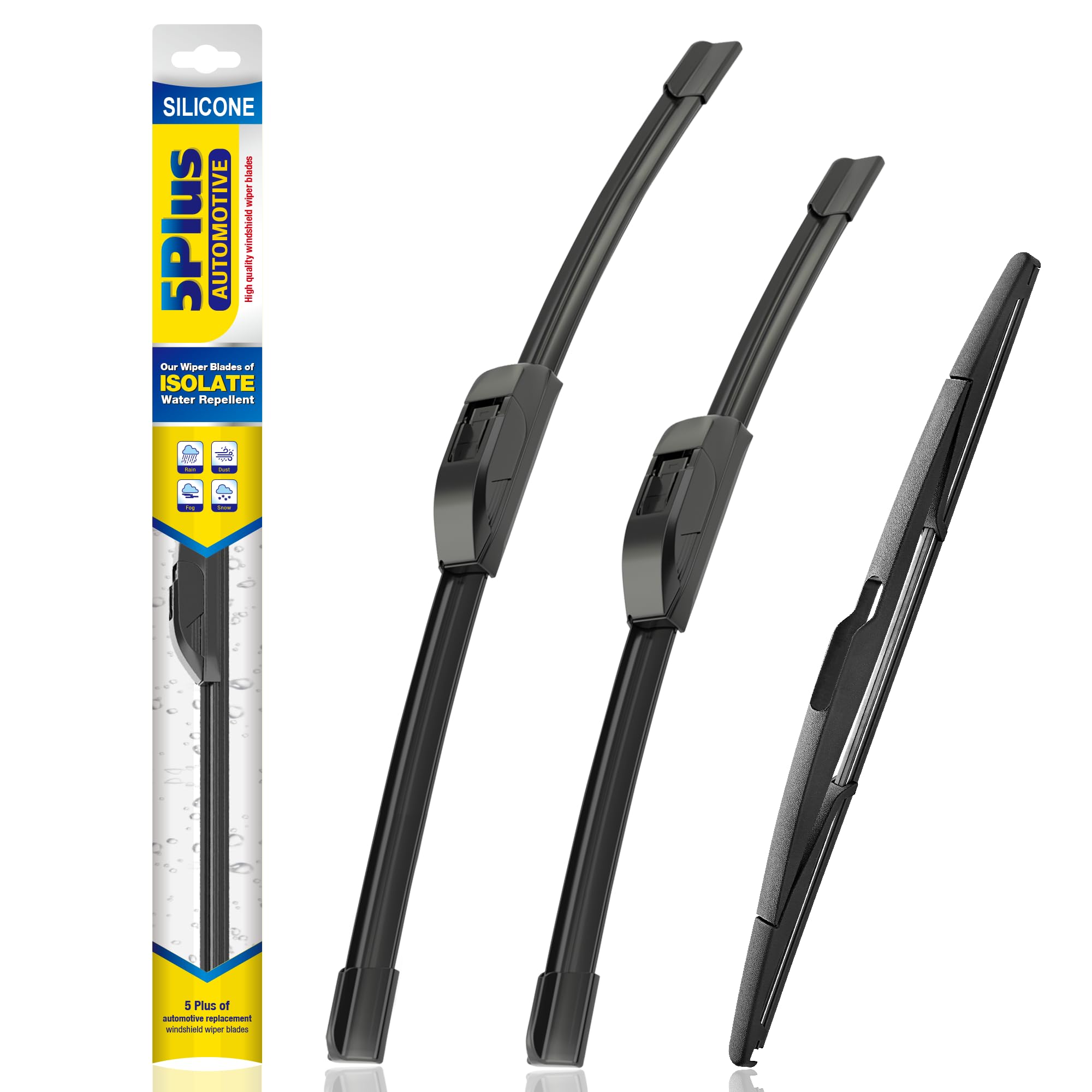 5PLUS silicone wiper blade 26-inch front view offers precise fit for Ford Edge in wet weather