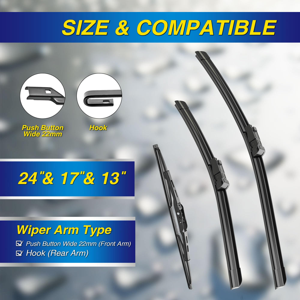 5 PLUS silicone wiper blades 17-front profile delivering crisp wipes on roads